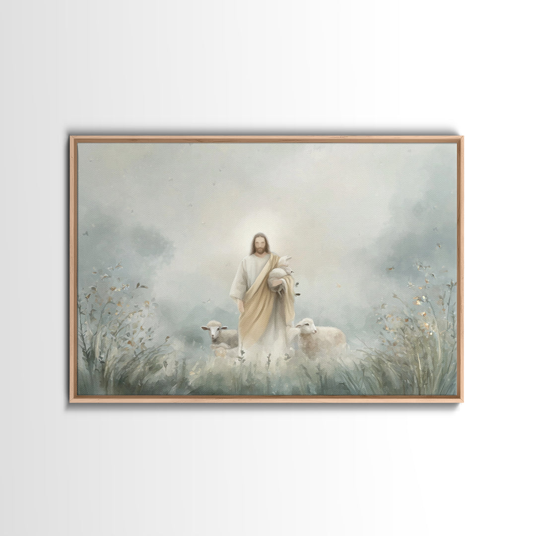 Autumn Shepherd Stillness | Framed Canvas Print | Christian Wall Art | Christian Art Canvas | Jesus Painting | Christmas Art