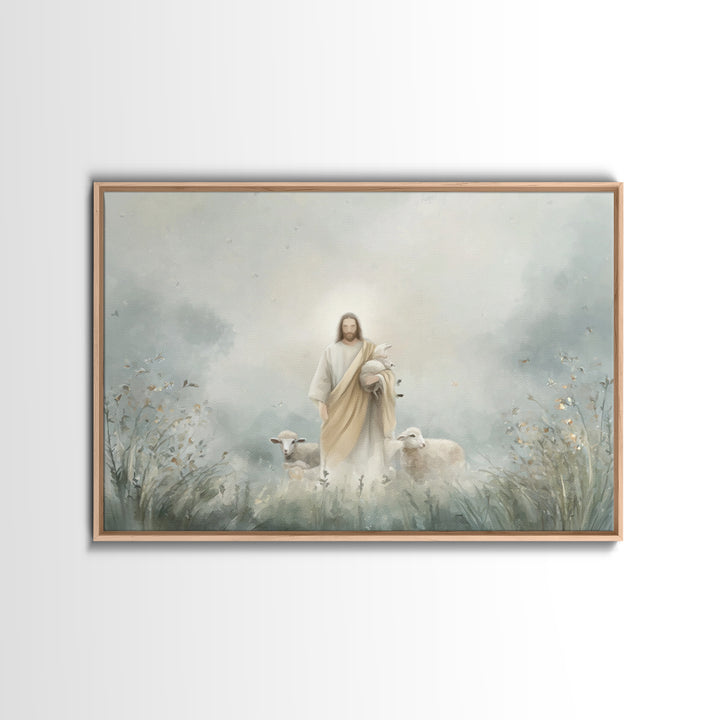 Autumn Shepherd Stillness | Framed Canvas Print | Christian Wall Art | Christian Art Canvas | Jesus Painting | Christmas Art