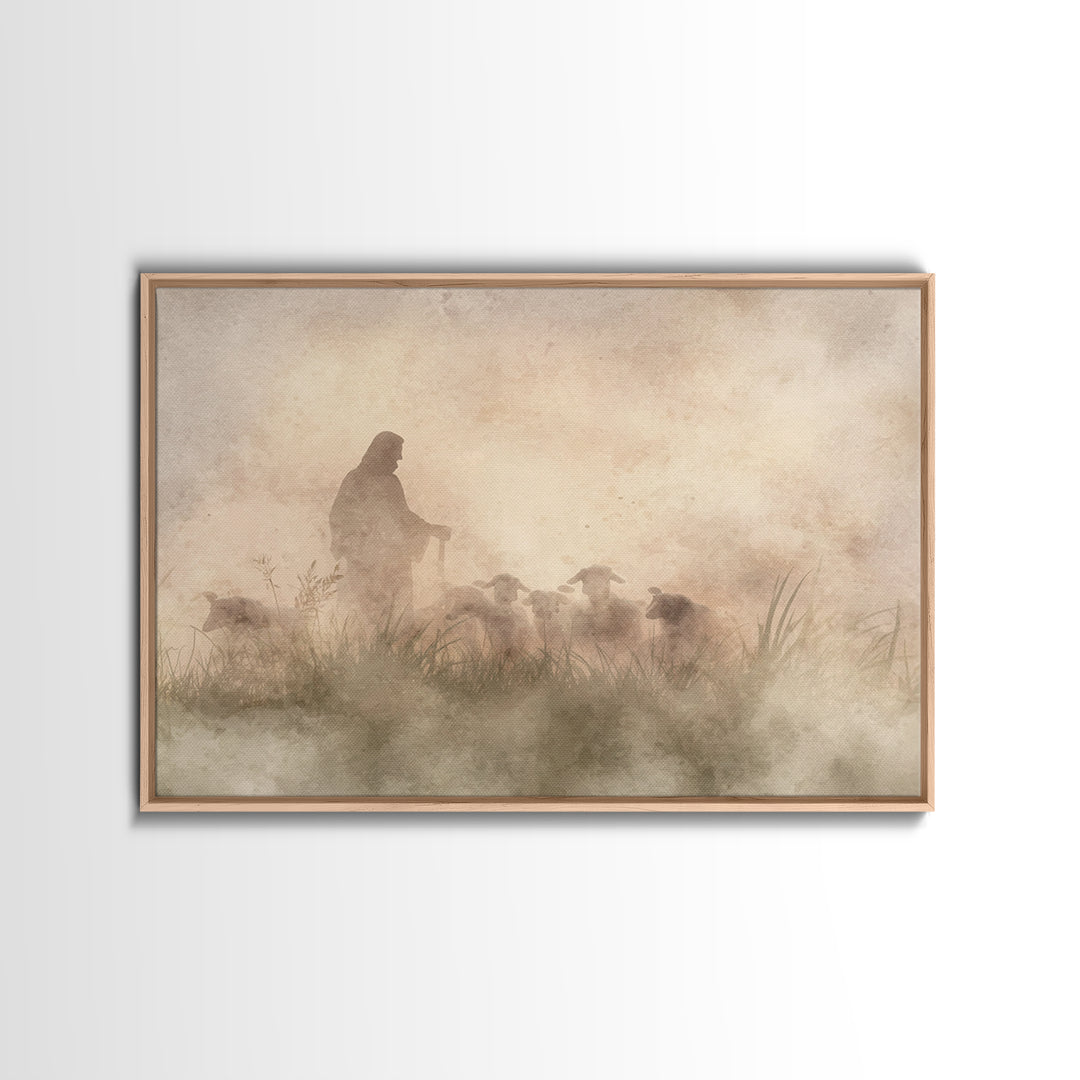 Radiant Pasture Grace – Framed Canvas Print – Christian Wall Art – Christian Art Canvas – Jesus Painting – Christmas Art