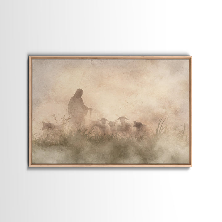 Radiant Pasture Grace – Framed Canvas Print – Christian Wall Art – Christian Art Canvas – Jesus Painting – Christmas Art