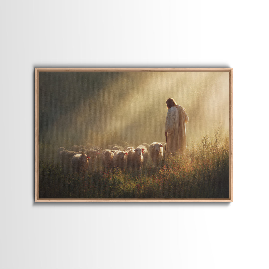 Dawn Shepherd Hope, Framed Canvas Print, Christian Wall Art, Jesus Painting, Christian Art Canvas, Christmas Art