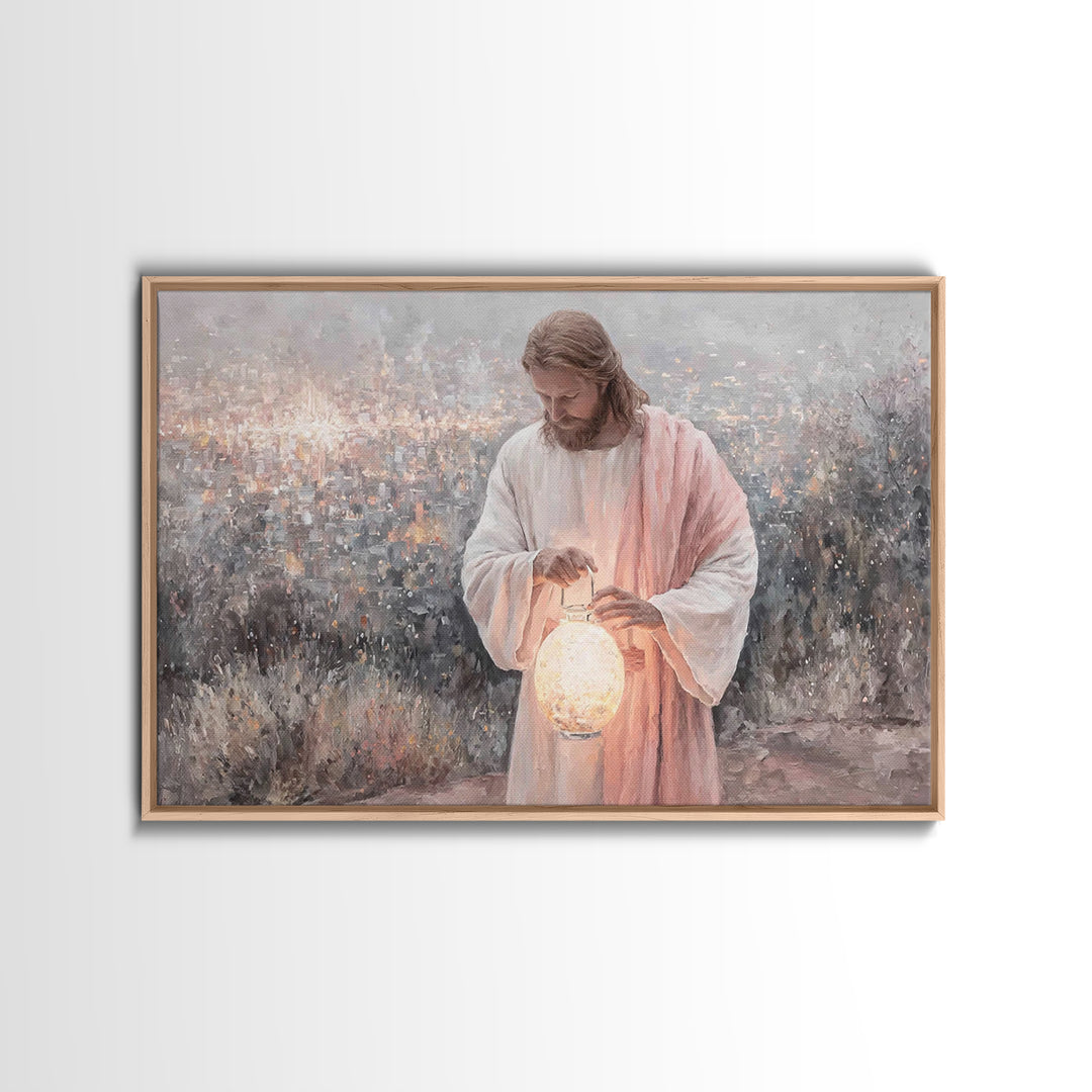 City Of Light – Framed Canvas Print – Jesus Painting – Christian Wall Art – Christian Art Canvas – Christian Christmas Art – Unique Christi