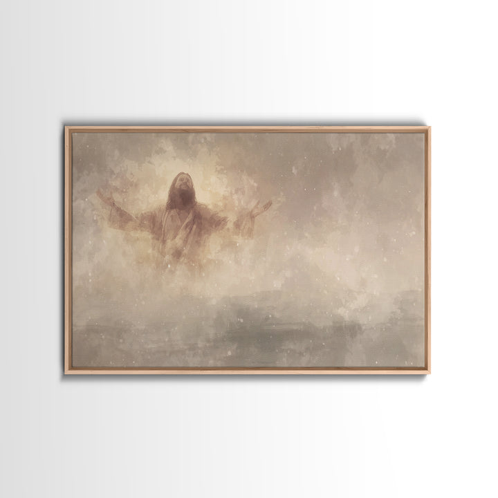 Heavenly Rise – Framed Canvas Print – Christian Art Canvas – Jesus Painting – Christian Wall Art – Christian Gift – Modern Christian Art