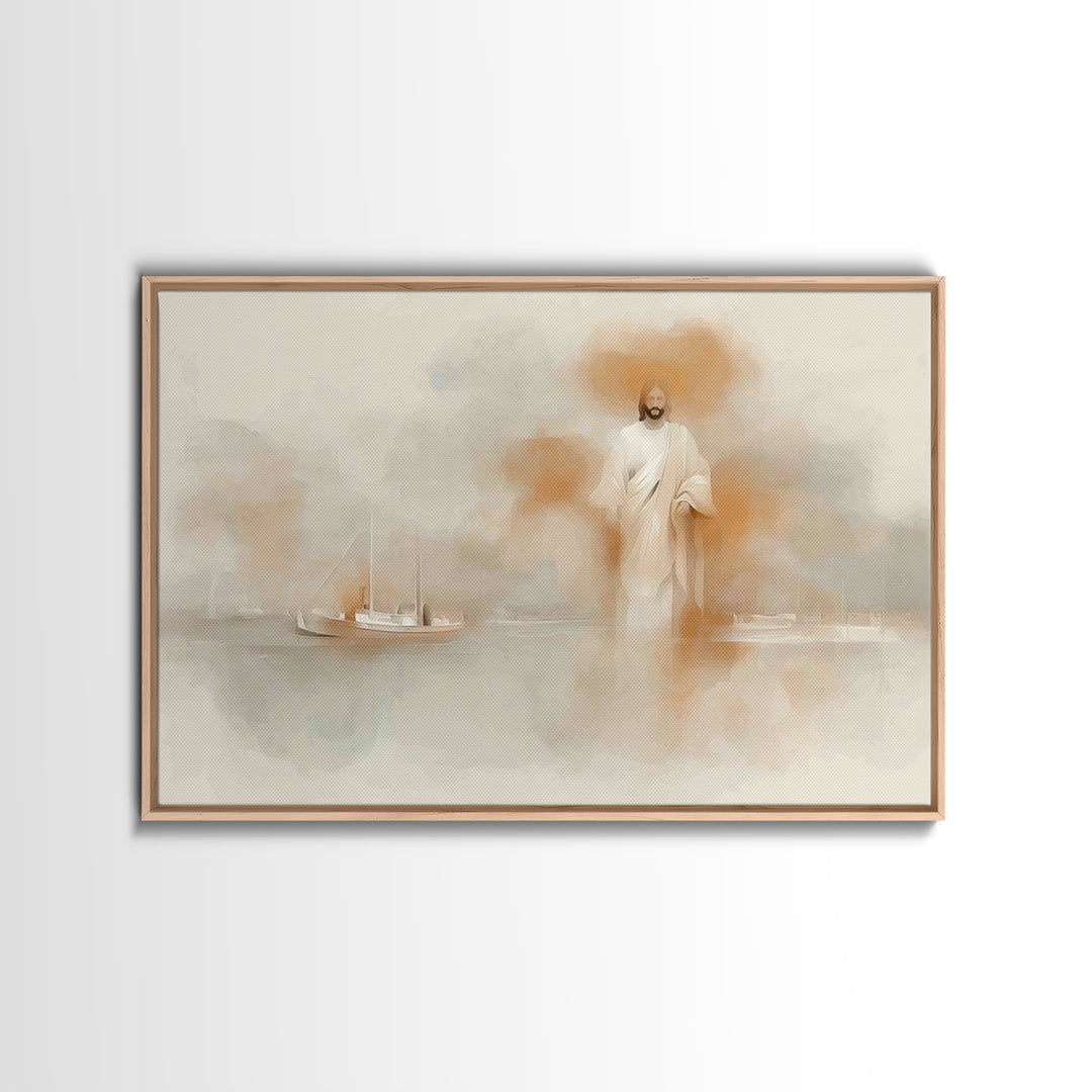 Calm Sea Promise, Framed Canvas Print, Christian Art Canvas, Jesus Painting, Christian Wall Art, Large Christian Art, Christian Gift Ideas