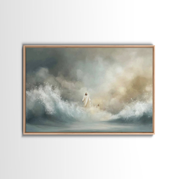 The Guiding Tide – Framed Canvas Print – Jesus Painting – Christian Wall Art – Christian Art Canvas – Christian Christmas Art – Modern Chri