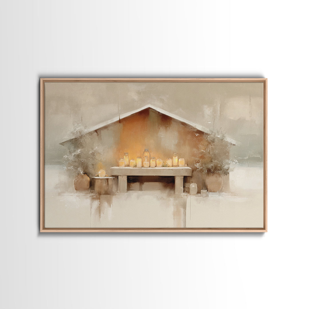 Humble Manger Stillness | Framed Canvas Print | Christian Wall Art | Christian Art Canvas | Christmas Art | Subtle Christian Art | Christia