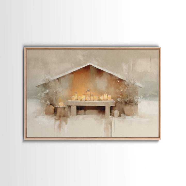 Humble Manger Stillness | Framed Canvas Print | Christian Wall Art | Christian Art Canvas | Christmas Art | Subtle Christian Art | Christia