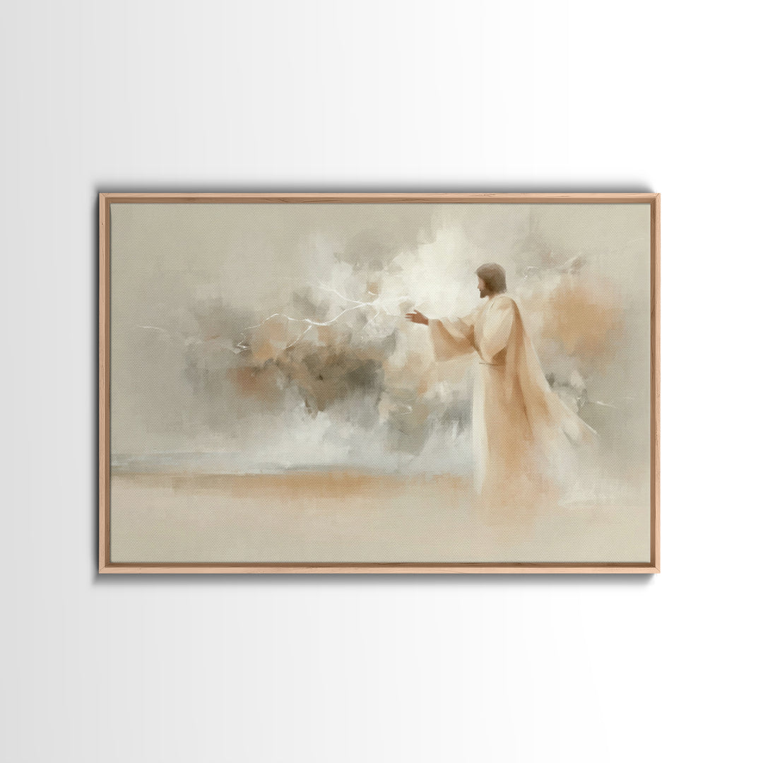 Divine Stillness – Framed Canvas Print – Minimalist Christian Art – Christian Wall Art – Jesus Painting – Christian Art Canvas – Abstract C