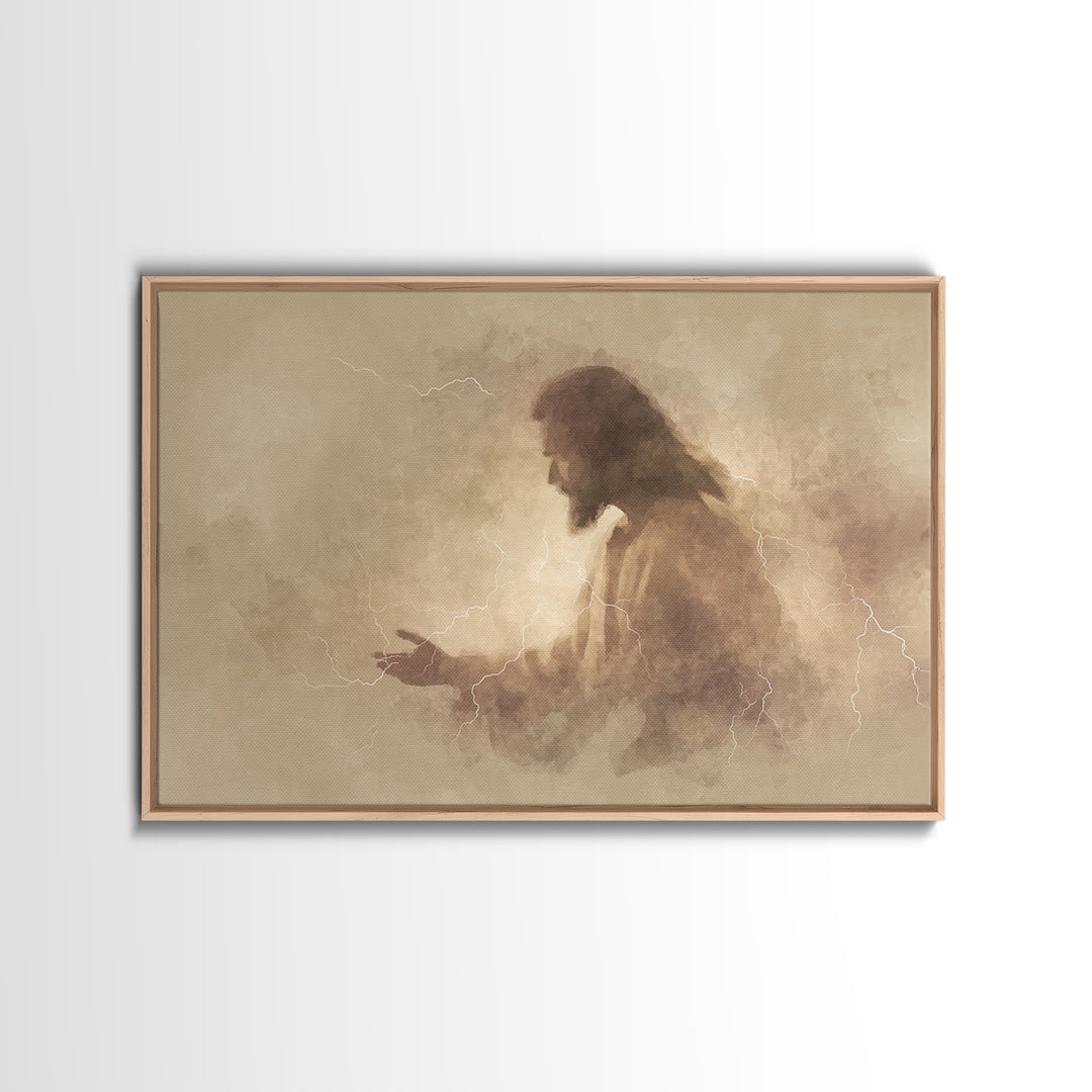 Radiant Mercy – Framed Canvas Print – Christian Art Canvas – Moody Christian Art – Jesus Art Print – Christian Wall Art – Unique Christian