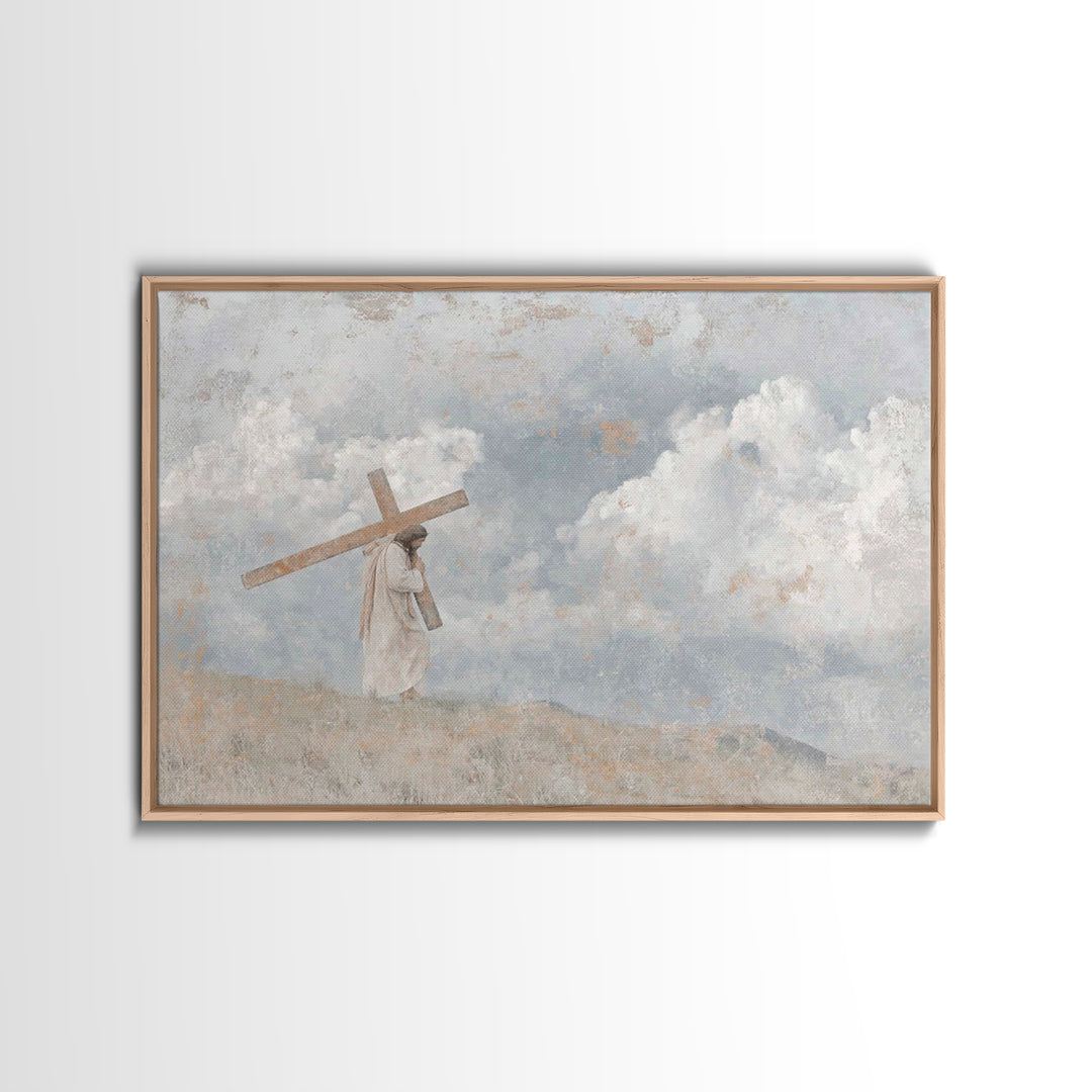 Calvary Sky – Framed Canvas Print – Christian Art Canvas – Christian Wall Art – Jesus Painting – Modern Christian Painting – Christian Gift