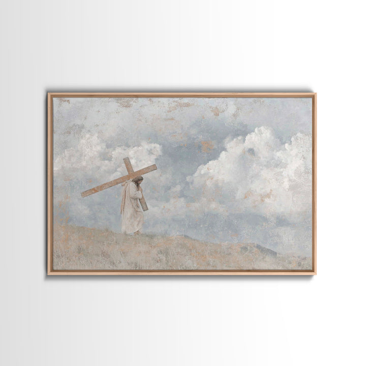 Calvary Sky – Framed Canvas Print – Christian Art Canvas – Christian Wall Art – Jesus Painting – Modern Christian Painting – Christian Gift