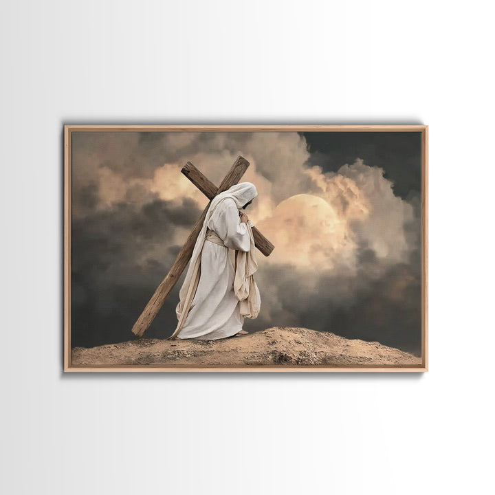 Burden Of Grace – Framed Canvas Print – Christian Art Canvas – Jesus Painting – Christian Wall Art – Modern Christian Art – Christian Decor