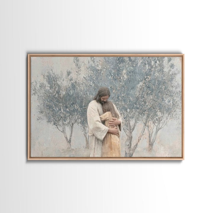 Olive Grove Peace – Framed Canvas Print – Christian Art Canvas – Jesus Painting – Christian Wall Art – Subtle Christian Paintings – Christi