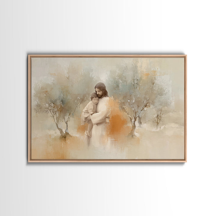 Sheltering Light – Framed Canvas Print – Christian Art Canvas – Jesus Painting – Christian Wall Art – Christian Gift Ideas – Large Christia