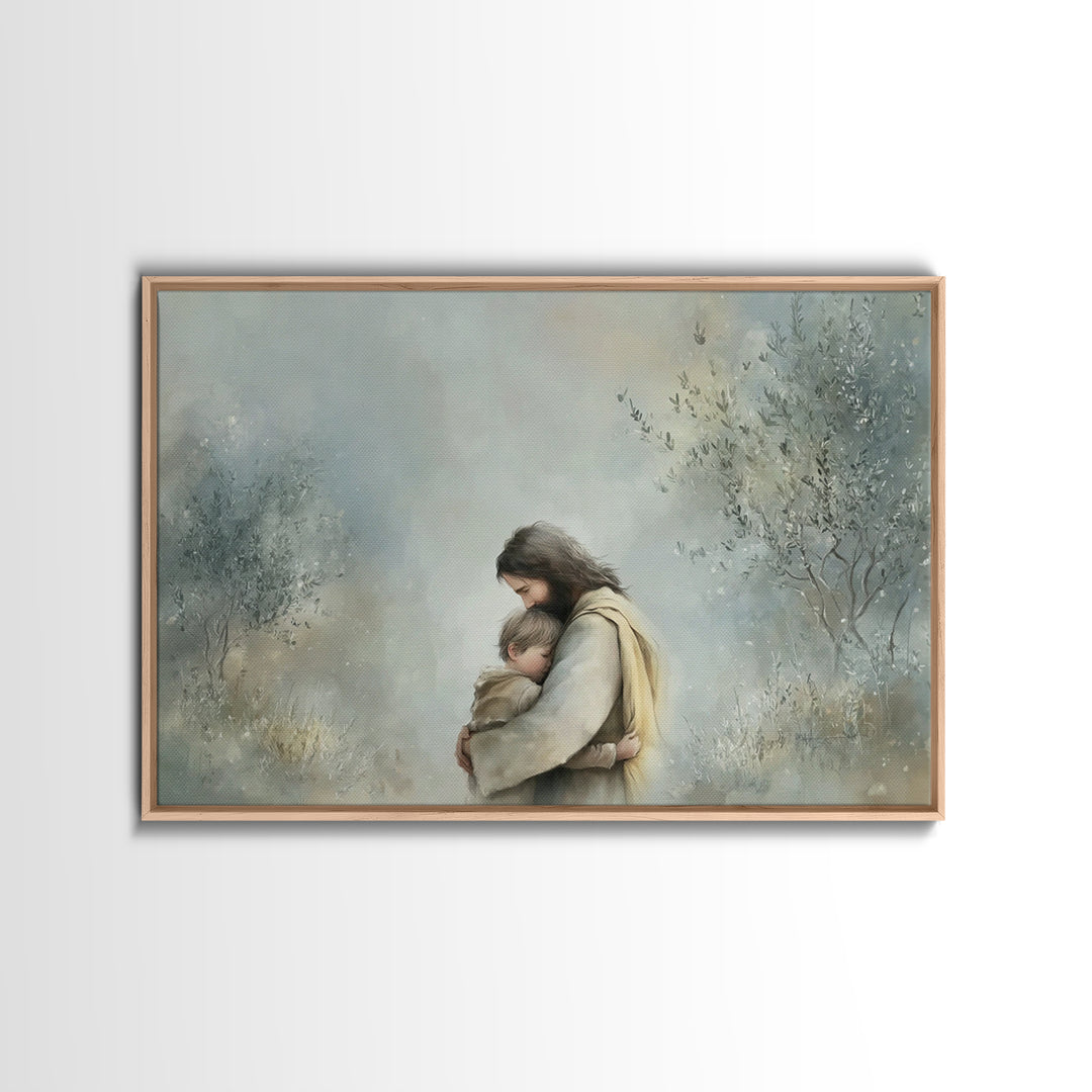 Sacred Holding – Framed Canvas Print – Christian Art Canvas – Jesus Painting – Christian Wall Art – Vintage Christian Art – Christian Home