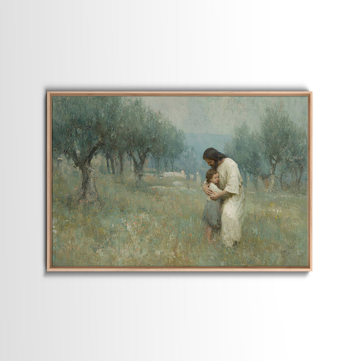 Grace In The Grove – Framed Canvas Print – Christian Wall Art – Jesus Painting – Christian Art Canvas – Subtle Christian Art – Christian Gi
