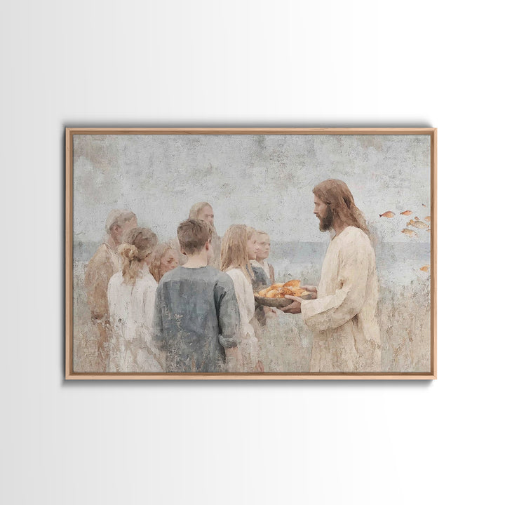 Gathered Blessing – Framed Canvas Print – Christian Art Canvas – Christian Wall Art – Jesus Painting – Christian Art Print – Christian Deco