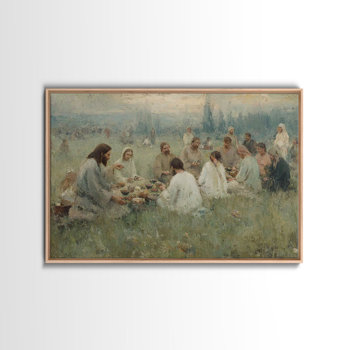Fields Of Sharing – Framed Canvas Print – Christian Art Canvas – Large Christian Painting – Christian Wall Art – Subtle Christian Paintings