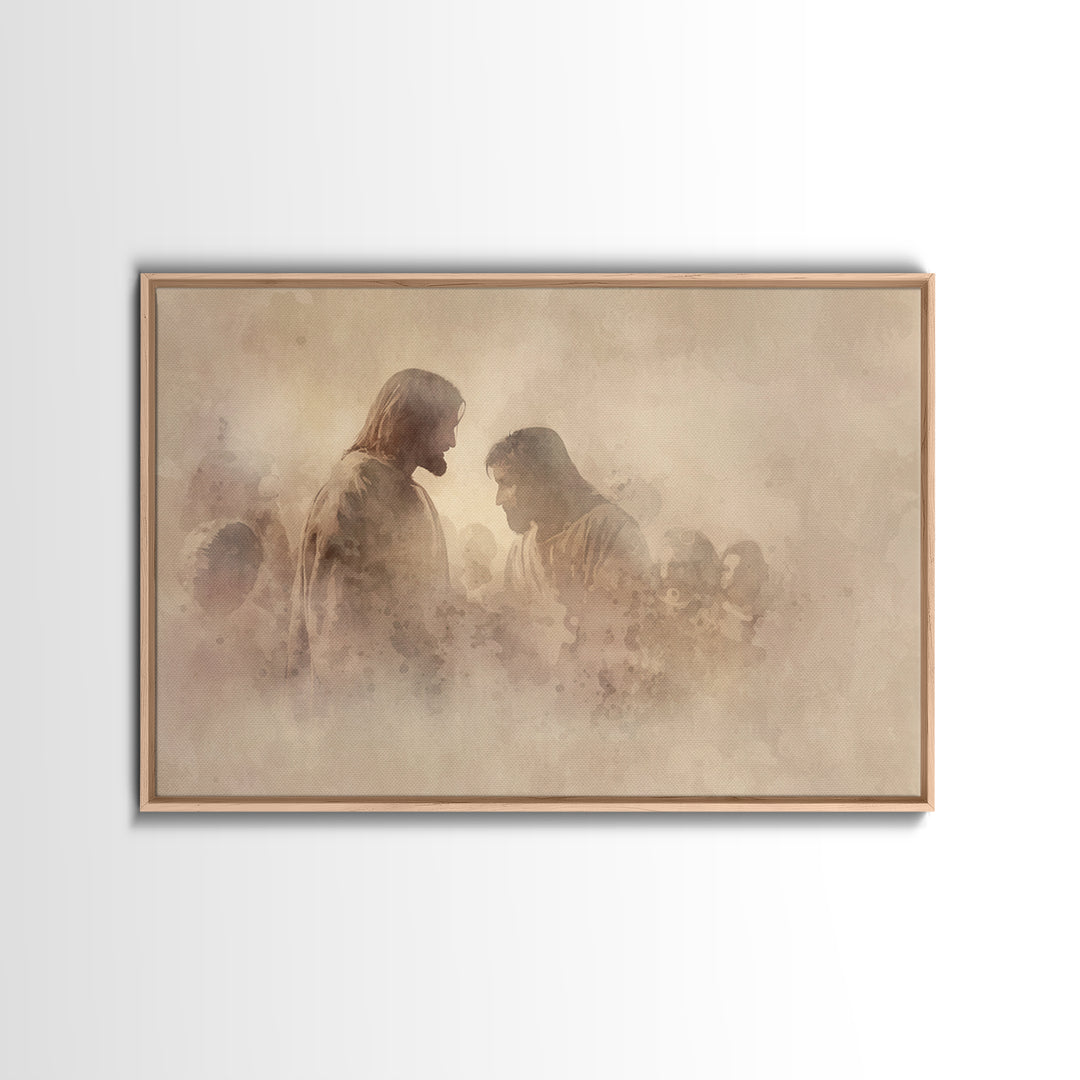 Quiet Grace Dawn, Framed Canvas Print, Christian Wall Art, Christian Art Canvas, Jesus Painting, Christian Christmas Art, Christian Decor