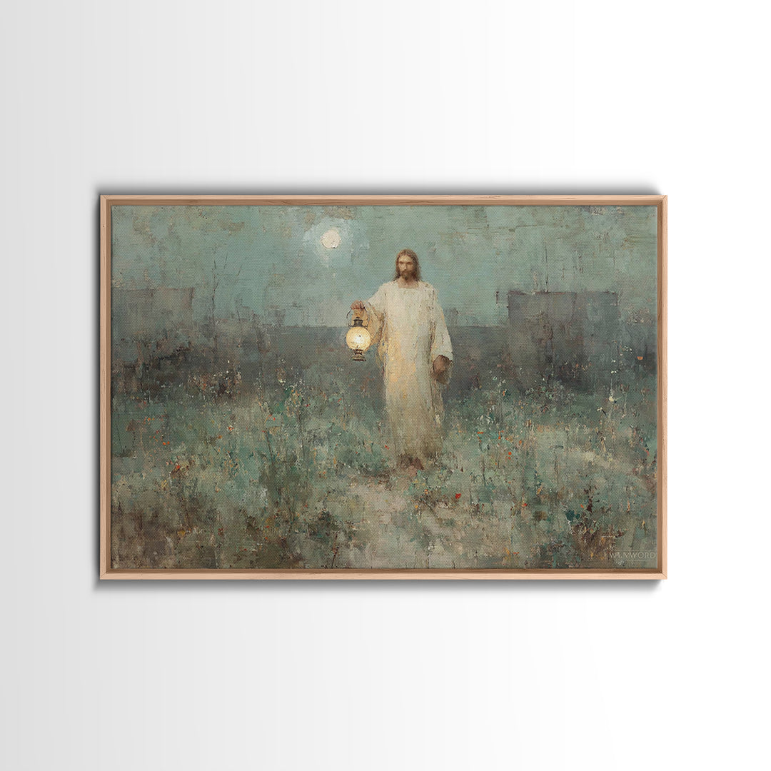 Gentle Shepherd Light, Framed Canvas Print, Jesus Canvas Art, Christian Wall Art, Christian Art Canvas, Christian Gift Ideas, Christian Dec