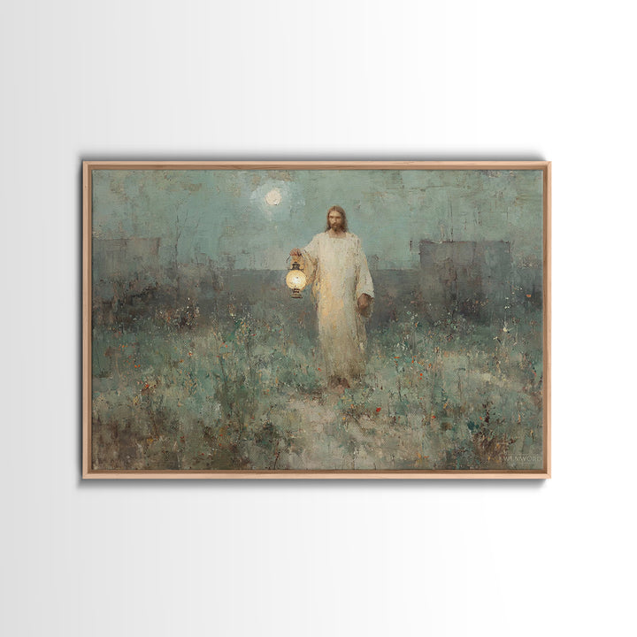 Gentle Shepherd Light, Framed Canvas Print, Jesus Canvas Art, Christian Wall Art, Christian Art Canvas, Christian Gift Ideas, Christian Dec