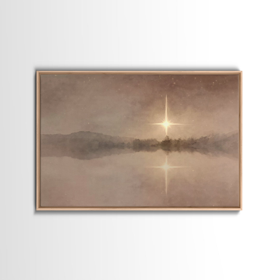 Silent Bethlehem Light, Framed Canvas Print, Christian Wall Art, Christmas Art Prints, Christian Art Canvas, Moody Christmas Art, Christian