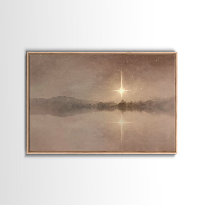 Silent Bethlehem Light, Framed Canvas Print, Christian Wall Art, Christmas Art Prints, Christian Art Canvas, Moody Christmas Art, Christian