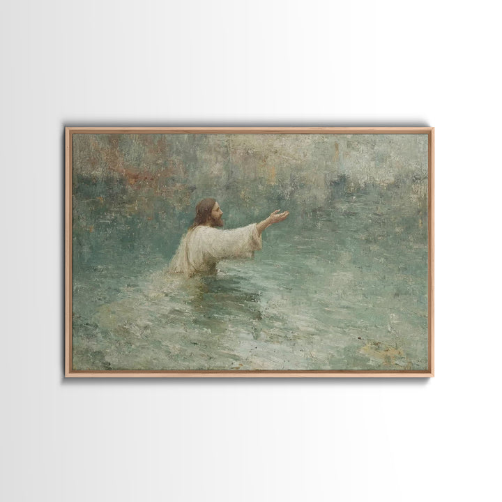 Waters Of Grace – Framed Canvas Print – Christian Art Work – Jesus Painting Canvas – Christian Wall Art – Modern Christian Art – Christian