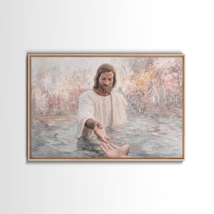 The Saving Hand – Framed Canvas Print – Christian Wall Art – Jesus Painting – Christian Art Canvas – Christian Decor – Christian Gift Ideas
