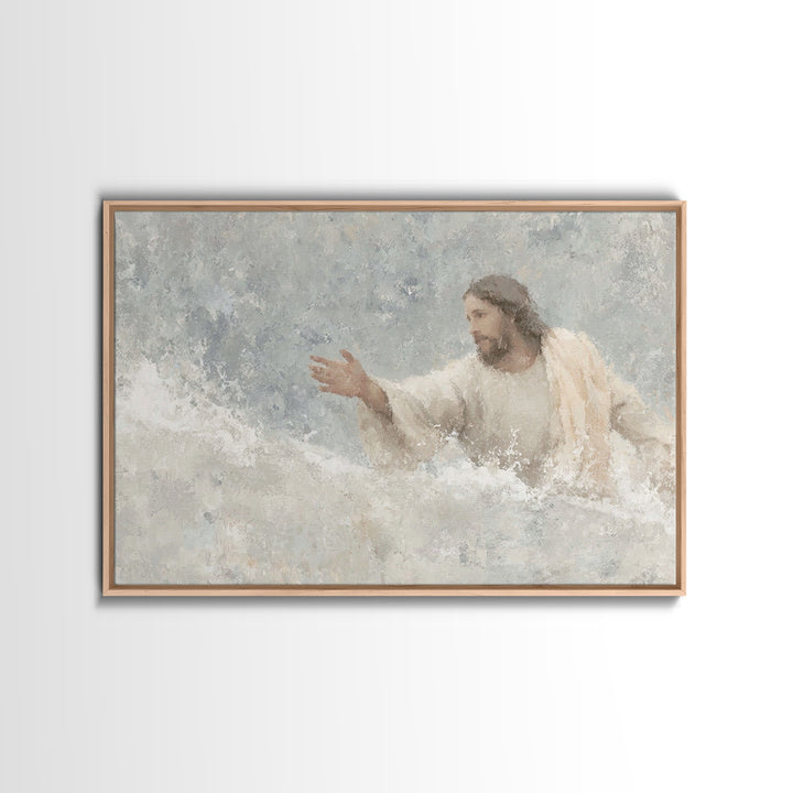 Waves Of Hope, Framed Canvas Print, Jesus Painting, Christian Wall Art, Christian Art Canvas, Large Christian Art, Christian Gift Ideas