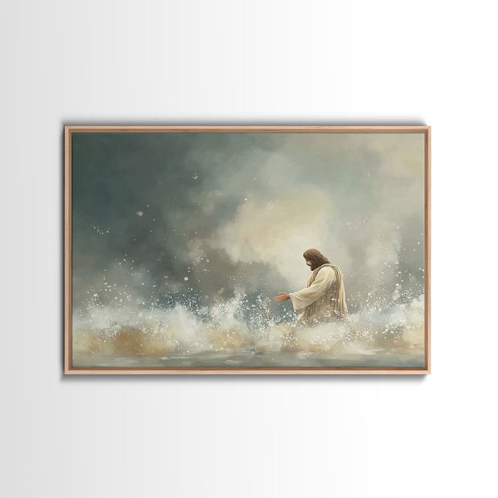 Calm In The Storm | Framed Canvas Print | Christian Art Canvas | Jesus Painting | Modern Christian Art | Christian Wall Art | Christian Dec