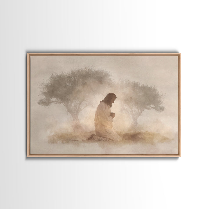 Quiet Supplication, Framed Canvas Print, Christian Art Canvas, Jesus Painting, Christian Wall Art, Subtle Christian Art, Christian Gift Ide