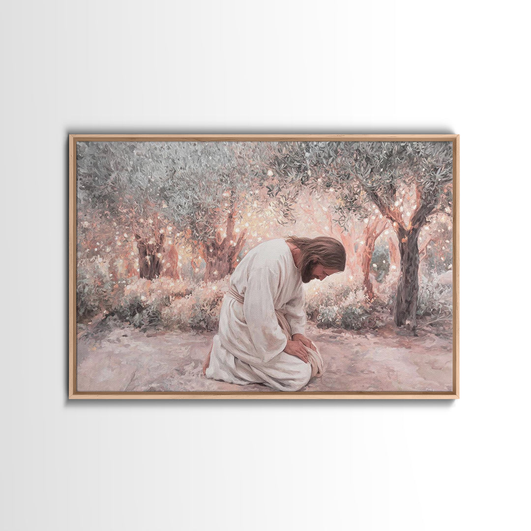 Light In Gethsemane – Framed Canvas Print – Christian Art Canvas – Jesus Painting – Christian Wall Art – Large Christian Art – Christian De