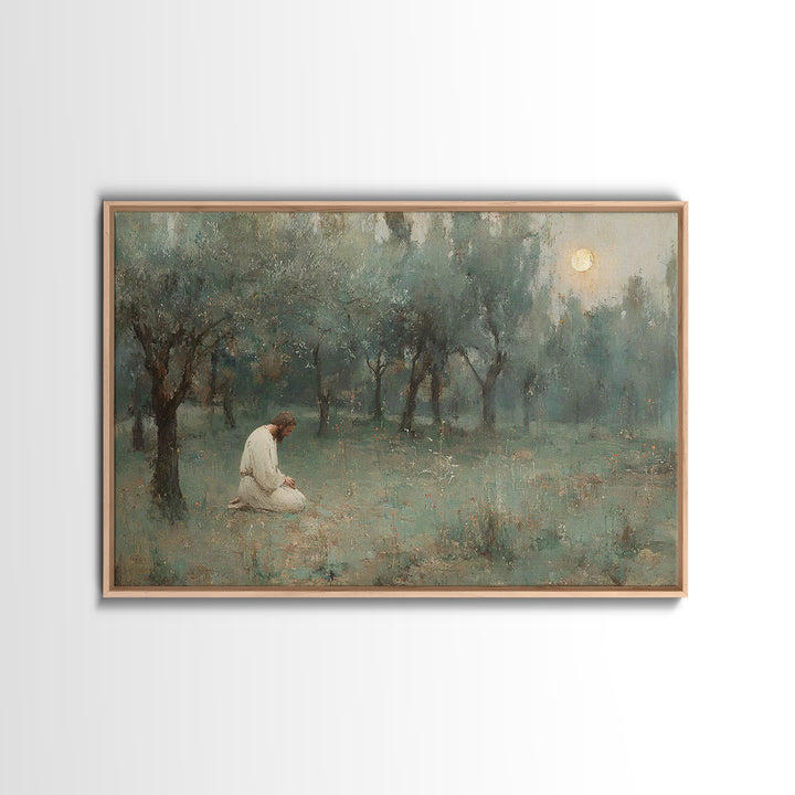 Garden Of Prayer - Framed Canvas Print - Christian Wall Art - Jesus Painting - Christian Art Canvas - Vintage Christian Art