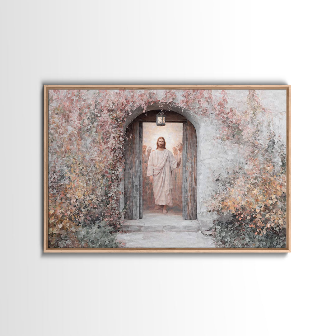 Blessed Entryway - Framed Canvas Print - Christian Art Canvas - Christian Wall Art - Jesus Painting - Christian Christmas Art