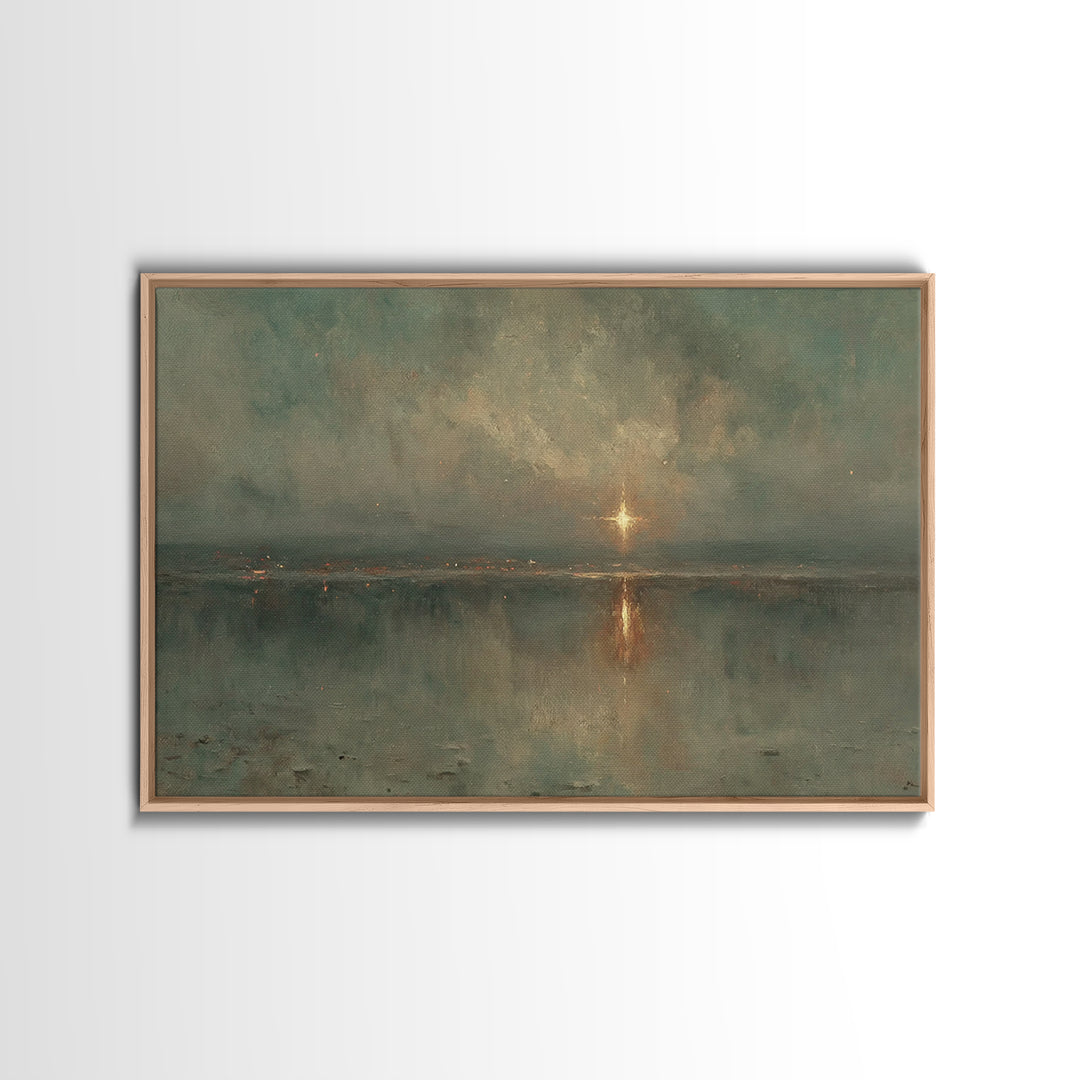 Twilight Promise Star | Framed Canvas Print | Christian Wall Art | Christian Art Work | Christmas Art Framed | Jesus Christmas Art | Christ