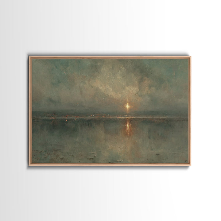 Twilight Promise Star | Framed Canvas Print | Christian Wall Art | Christian Art Work | Christmas Art Framed | Jesus Christmas Art | Christ