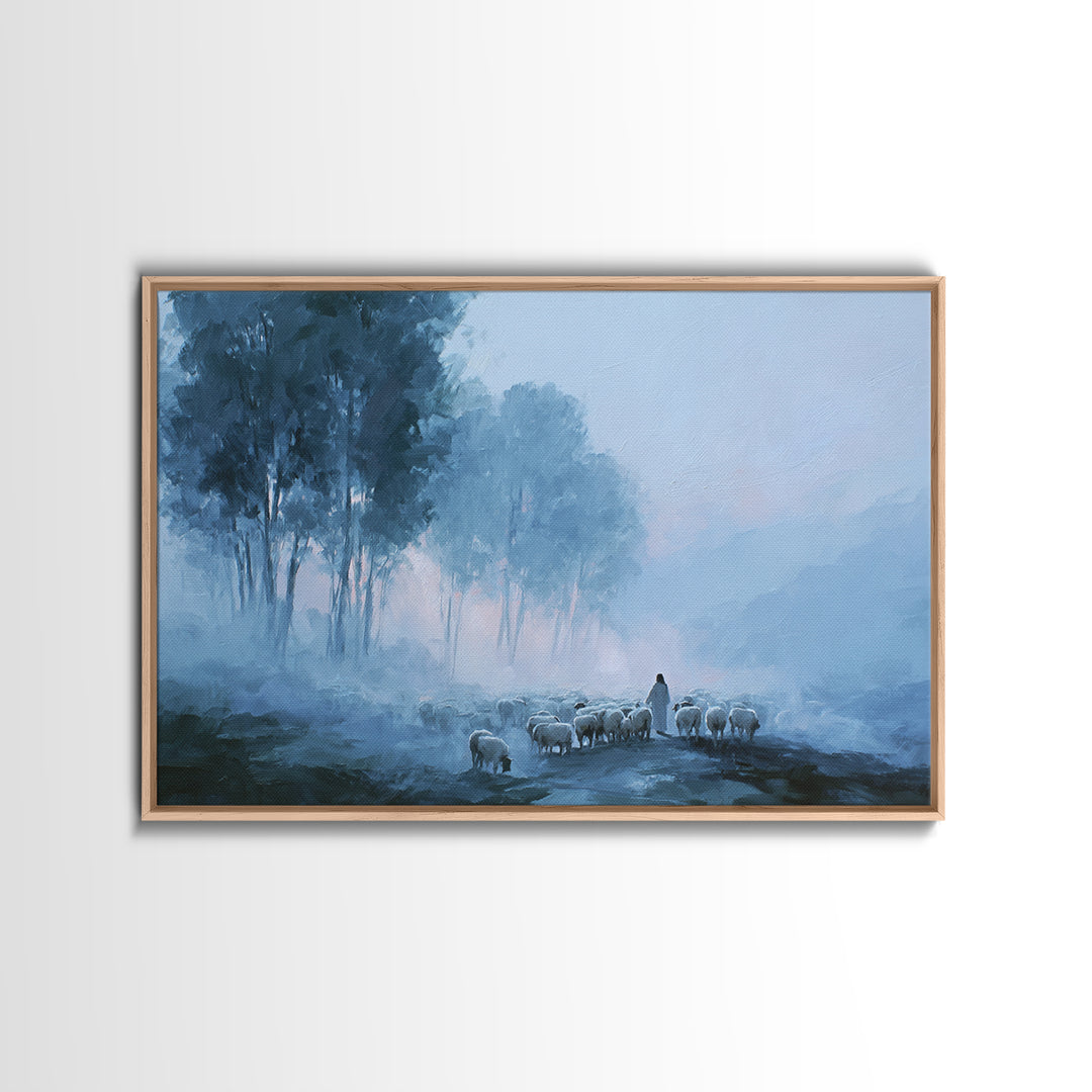 Misty Guidance – Framed Canvas Print – Christian Wall Art – Modern Christian Art – Jesus Painting – Christian Art Canvas