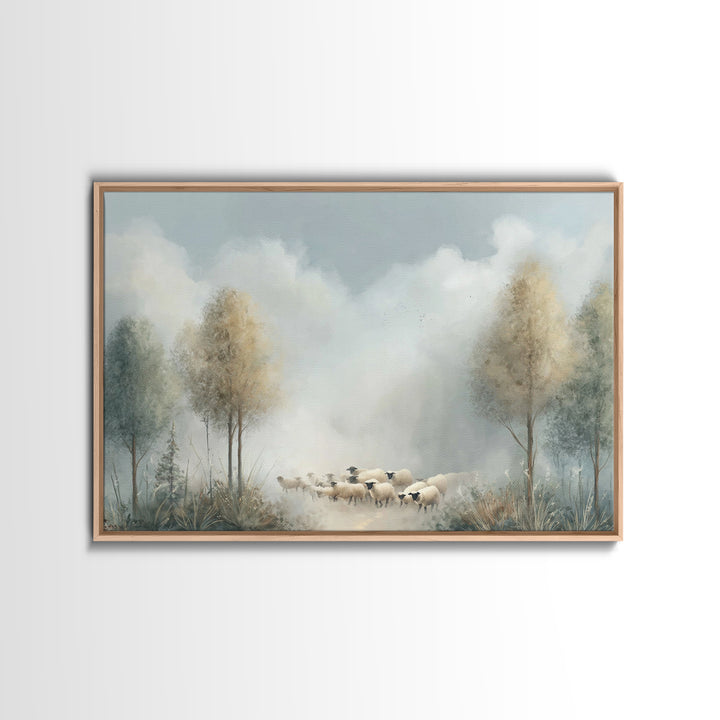 Pasture Stillness – Framed Canvas Print – Christian Wall Art – Christian Art Canvas – Minimalist Christian Art – Christian Painting
