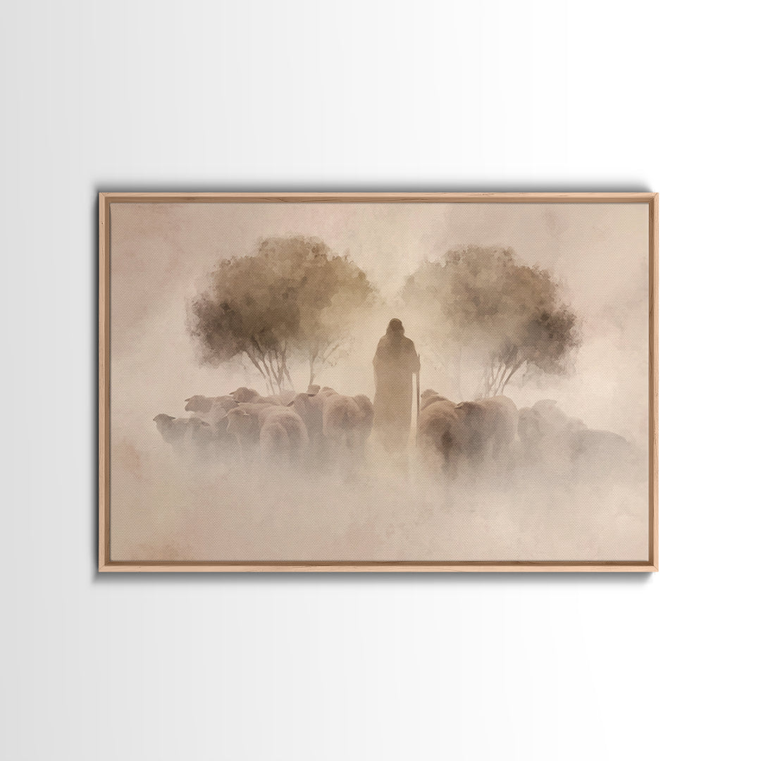 Guiding Presence – Framed Canvas Print – Christian Art Canvas – Jesus Painting – Christian Wall Art – Subtle Christian Paintings