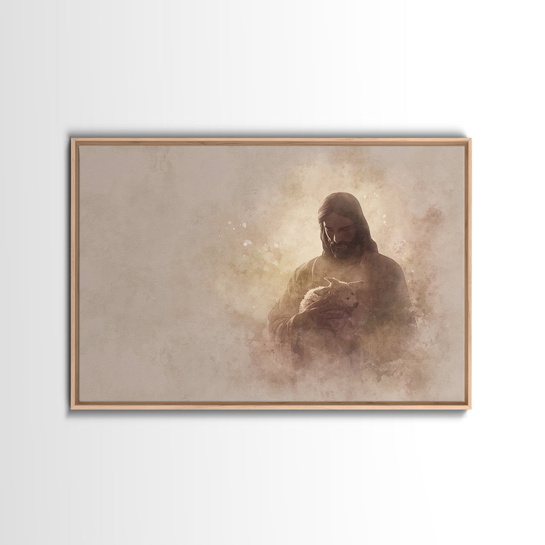 Sacred Night Embrace, Framed Canvas Print, Christian Wall Art, Christian Art Canvas, Jesus Painting, Christmas Art, Christian Christmas Dec