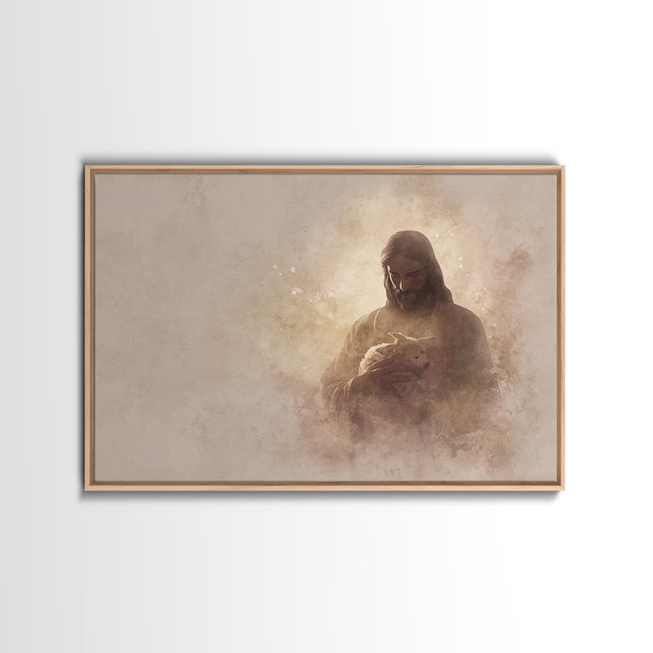 Sacred Night Embrace, Framed Canvas Print, Christian Wall Art, Christian Art Canvas, Jesus Painting, Christmas Art, Christian Christmas Dec