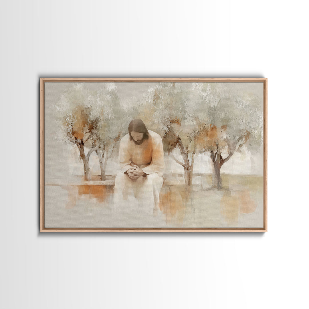 Quiet Garden Prayer – Framed Canvas Print – Christian Wall Art – Christian Art Canvas – Jesus Painting – Christian Art – Christmas Art – Ch