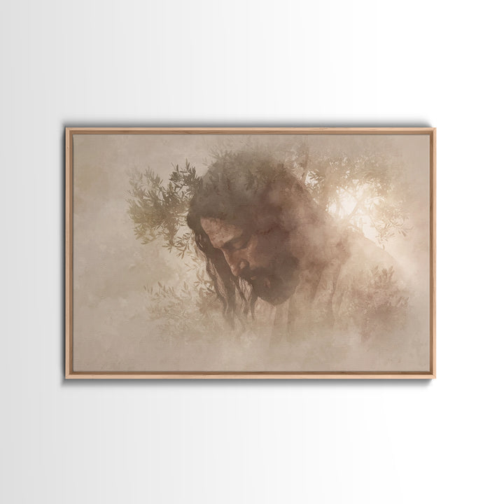 Sacred Quiet Reflection, Framed Canvas Print, Christian Wall Art, Christian Art Canvas, Jesus Painting, Minimalist Christian Art, Christian