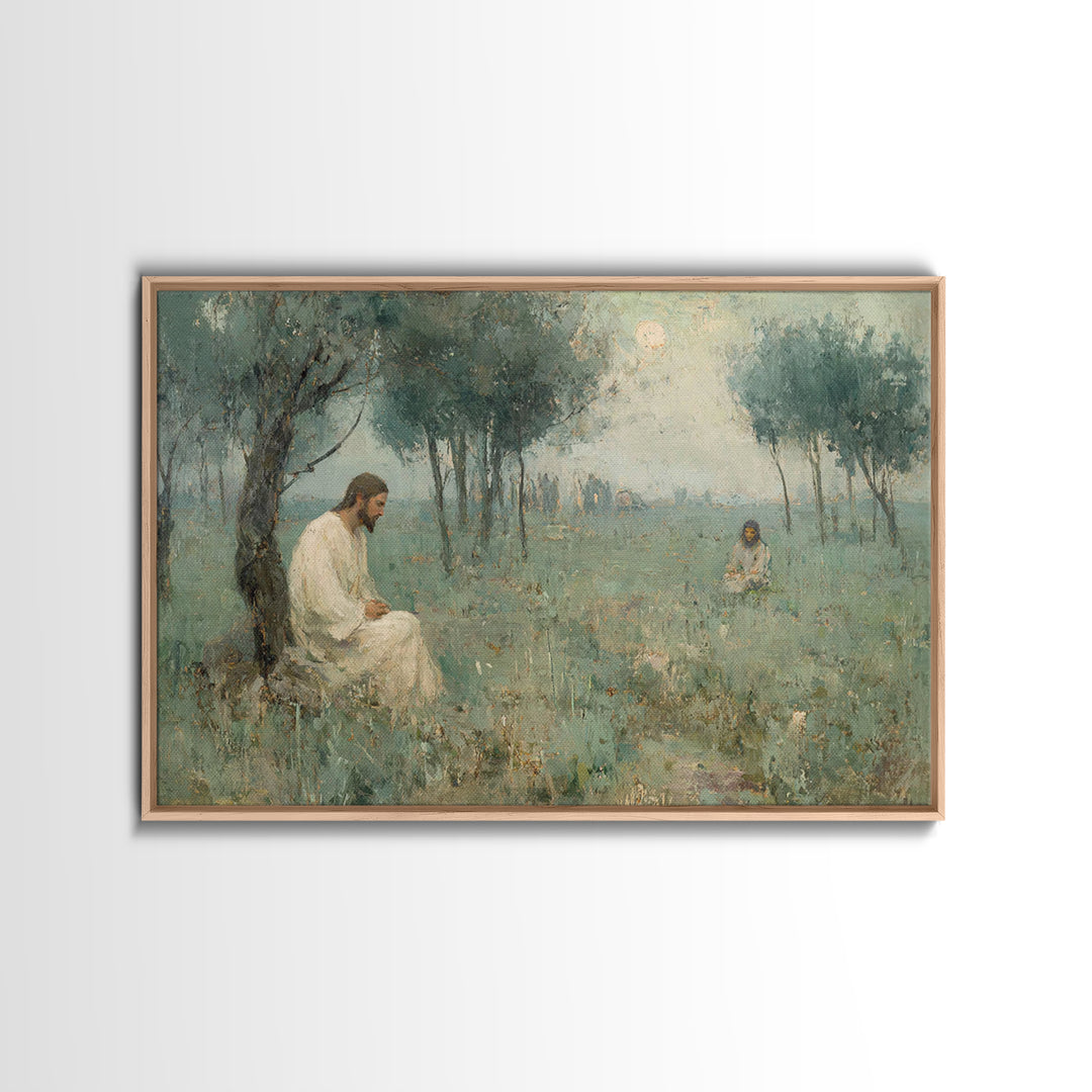 Gethsemane Dawn Peace – Framed Canvas Print – Christian Art – Jesus Painting – Christian Art Canvas – Vintage Christian Art – Christian Wal