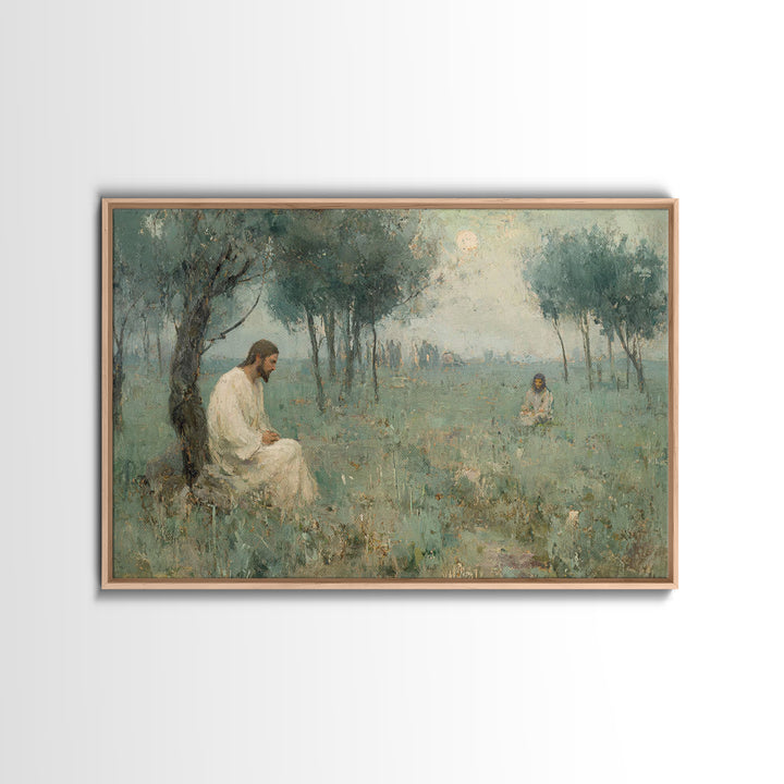 Gethsemane Dawn Peace – Framed Canvas Print – Christian Art – Jesus Painting – Christian Art Canvas – Vintage Christian Art – Christian Wal