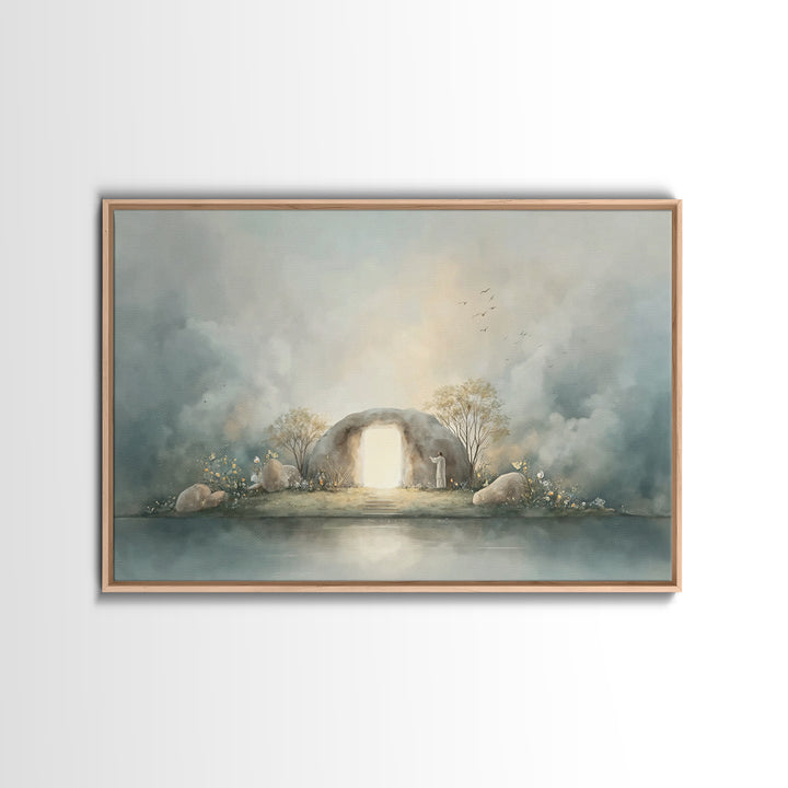 Light Of Resurrection | Framed Canvas Print | Christian Art Canvas | Easter Art | Christian Wall Art | Christian Decor | Jesus Painting | C