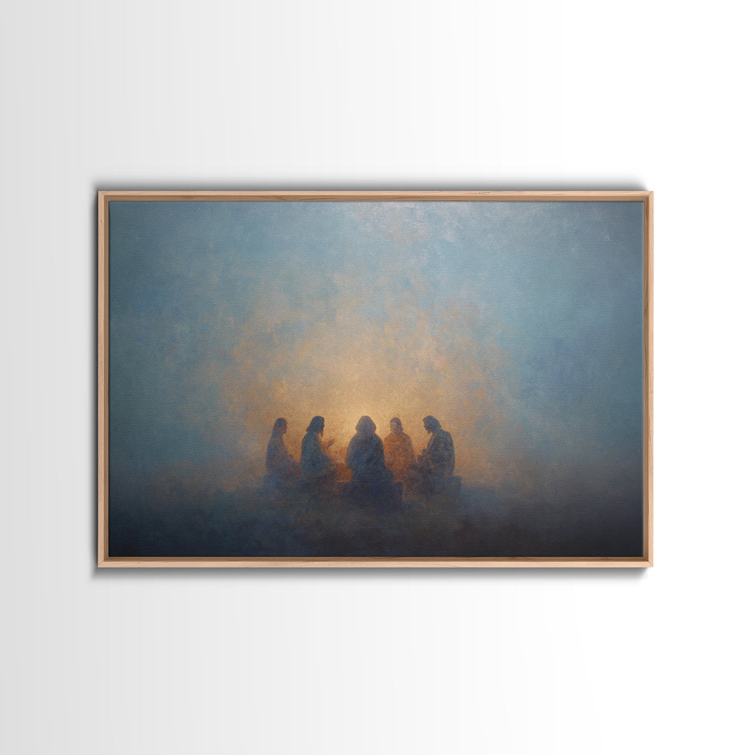 Sacred Assembly - Framed Canvas Print - Christian Art Canvas - Jesus Painting - Christian Wall Art - Moody Christian Art - Christmas Art Pr