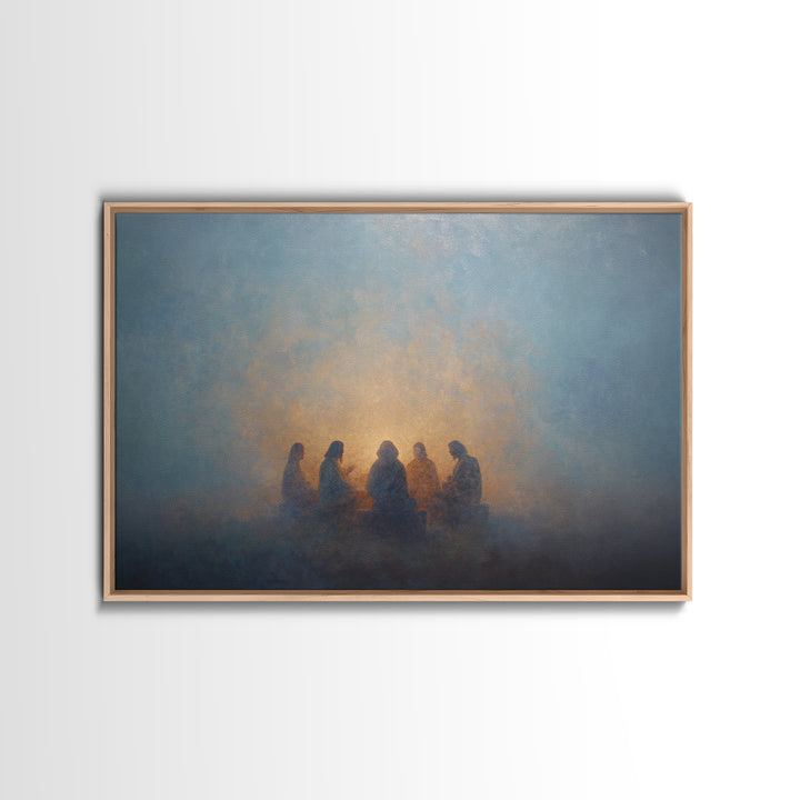 Sacred Assembly - Framed Canvas Print - Christian Art Canvas - Jesus Painting - Christian Wall Art - Moody Christian Art - Christmas Art Pr
