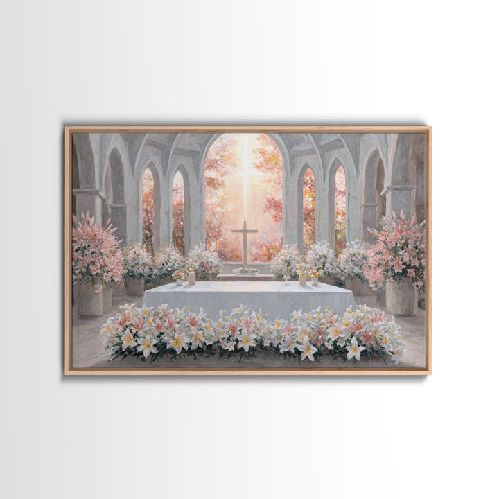 Blooming Chapel Peace – Framed Canvas Print – Christian Wall Art – Christian Christmas Art – Christian Art Canvas – Modern Christian Painti